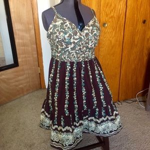 STUDIO 1940 Paisley Dress Teal/Brown/Tan Size 18W